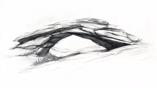 Monochrome Rock Arch Drawing