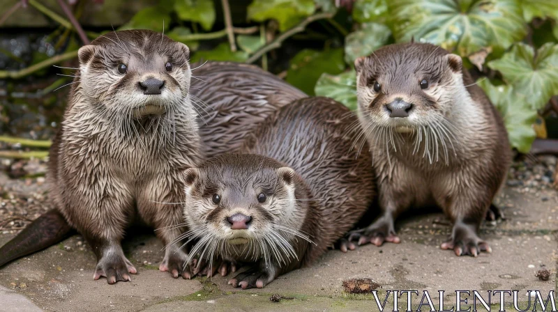 Adorable Otters: A Captivating Wildlife Moment AI Image