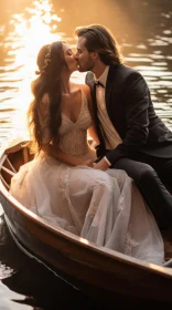 Romantic Sunset Kiss in Boat with Luxurious Details