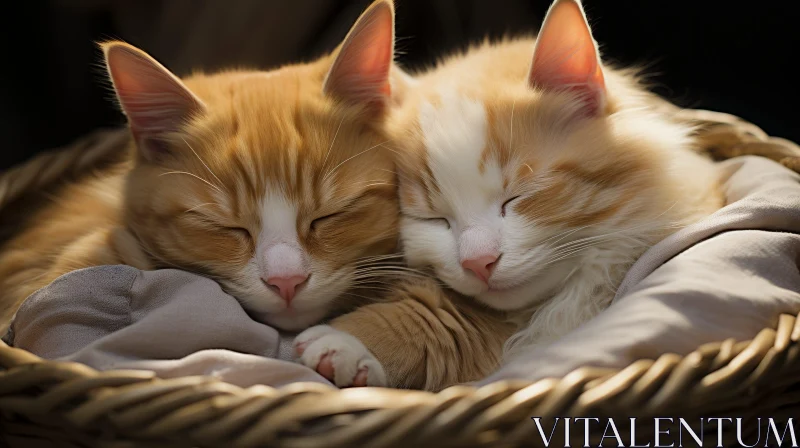 Sleeping Kittens in Basket - Serene Image AI Image