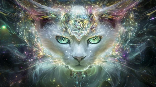 Cosmic Geometric Cat Art