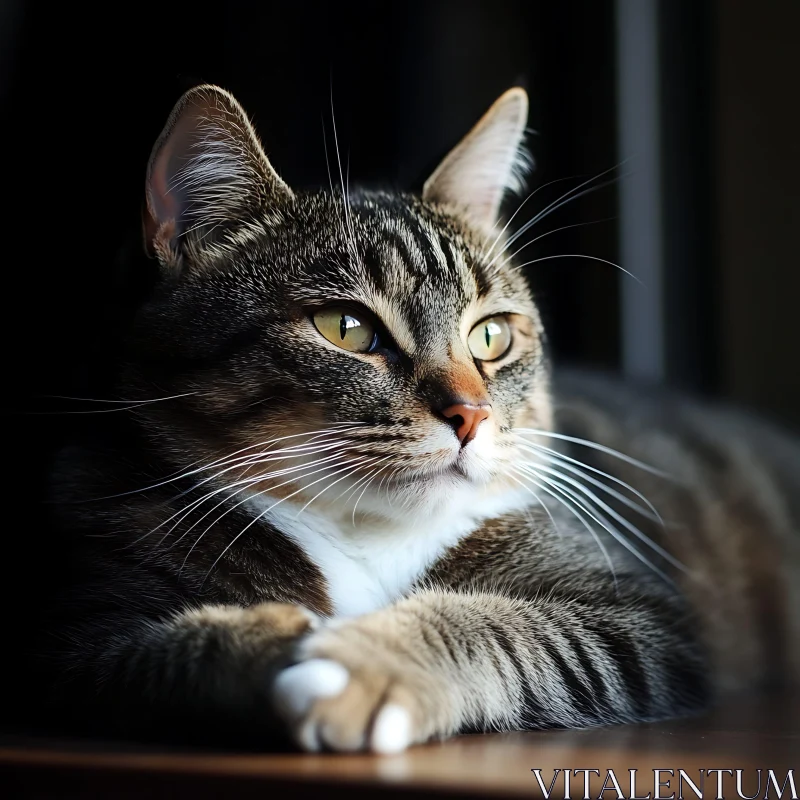 Tabby Cat Relaxing with Elegant Pose AI Image