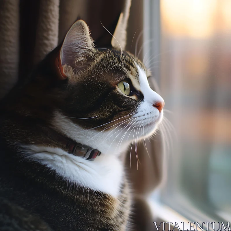 Serene Cat at Sunset AI Image