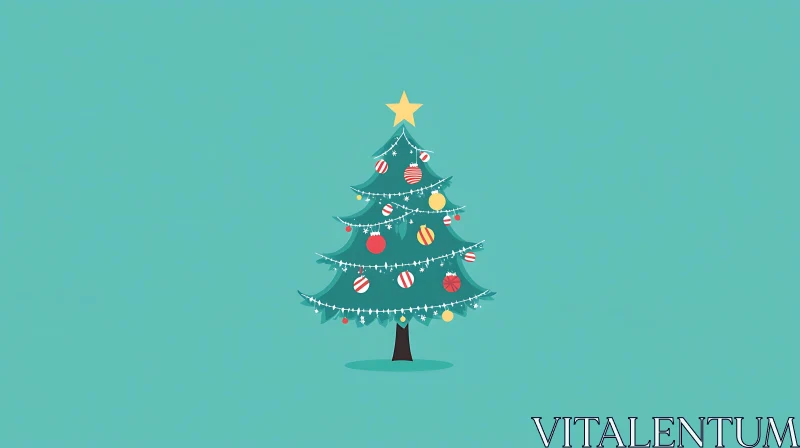 Festive Christmas Tree with Decorations Illustration AI Image