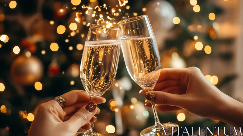 Celebration with Champagne and Sparkling Lights AI Image