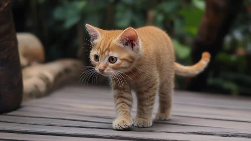 Cute Orange Kitten in Natural Surroundings