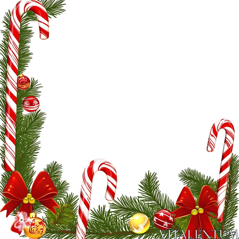 Holiday Frame with Pine Boughs and Decor AI Image