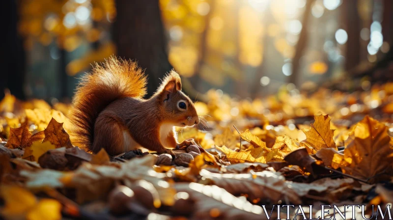 Captivating Photograph of a Majestic Red Squirrel in a Forest AI Image