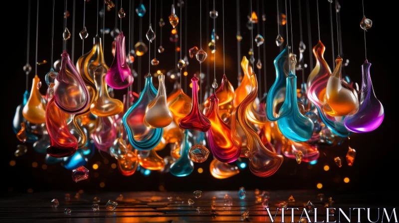 AI ART Colorful 3D Abstract Objects on Strings