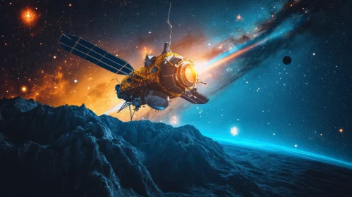 Cosmic Exploration: A Captivating Image of a Spacecraft in Detailed Atmospheric Portraits