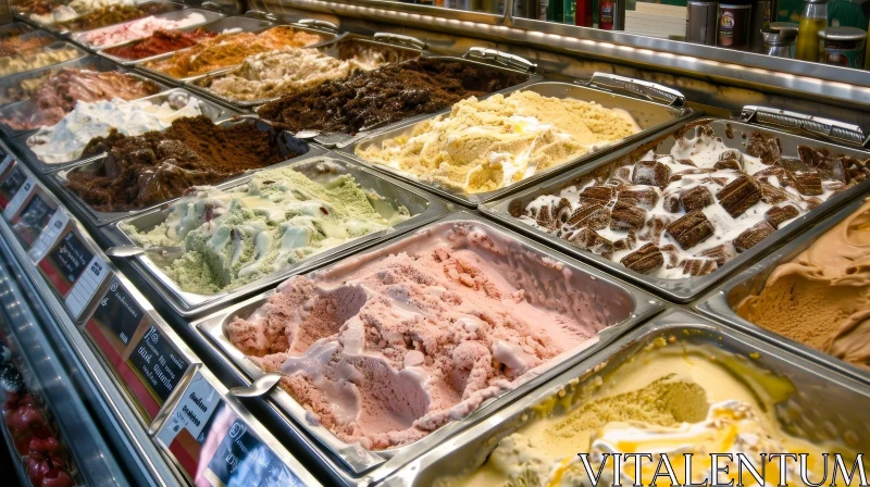 Delicious Assortment of Ice Cream Flavors in a Display Case AI Image