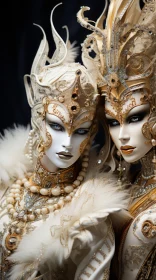 Exotic Queens: Dark White and Gold Fantasy Art
