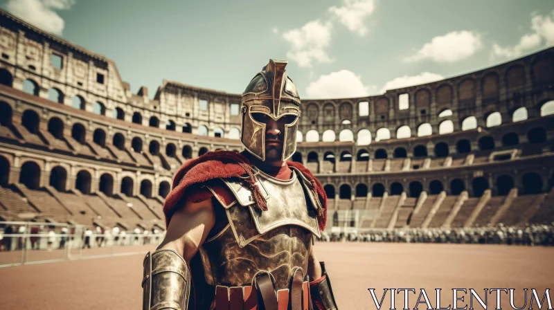 Gladiator in Arena: Ancient Battle Scene AI Image