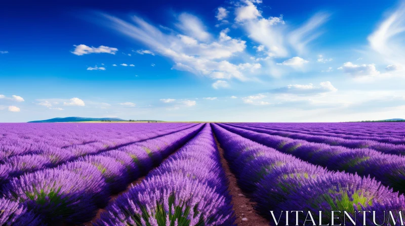 Lavender Field Under Vivid Sky - A French Landscape AI Image