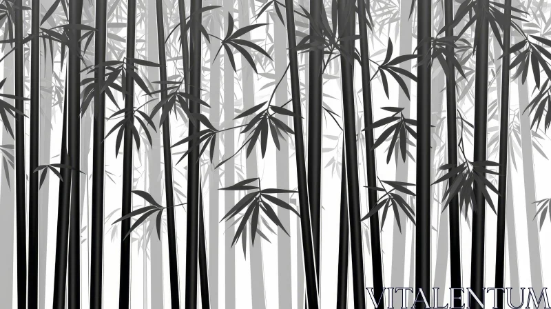 Black and White Bamboo Forest Vector Illustration AI Image