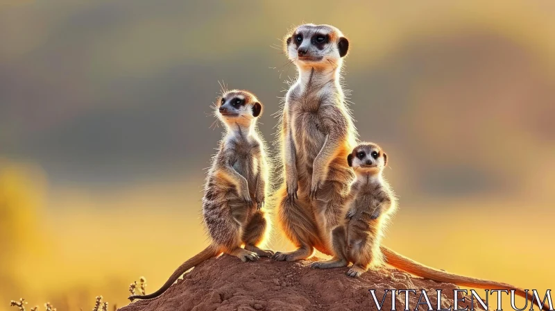 Captivating Wildlife: Three Meerkats in the Desert AI Image