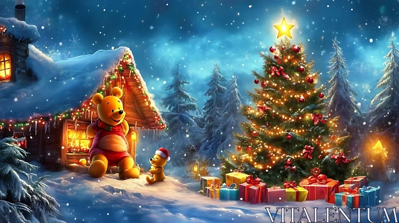 AI ART Charming Winter Wonderland with Cartoon Figures