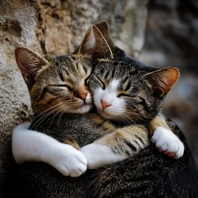 Cats Cuddling Lovingly