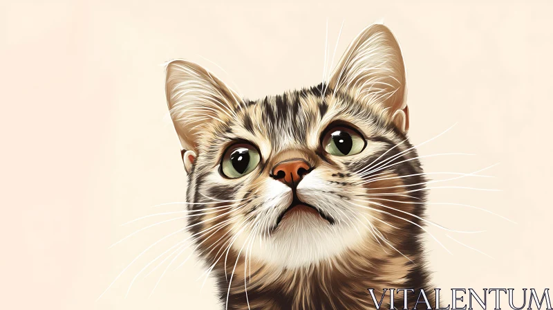 Expressive Green-Eyed Tabby Cat Portrait AI Image