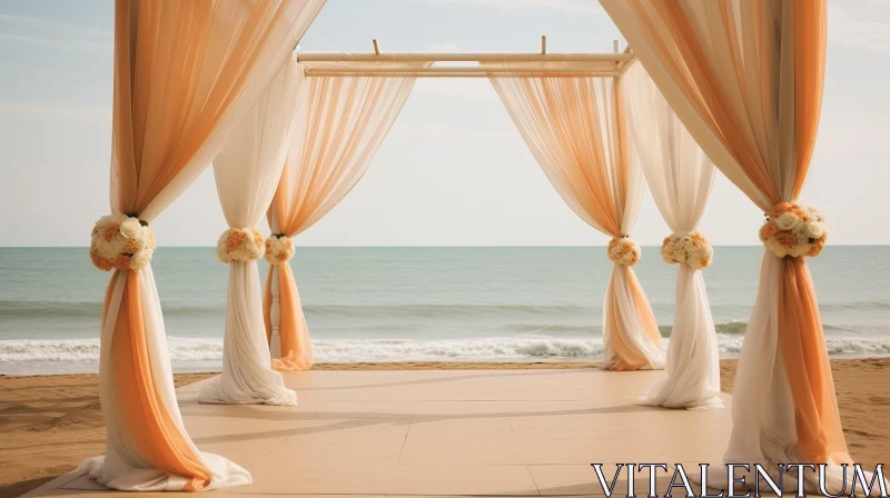 Romantic Beach Wedding with Detailed Drapery AI Image