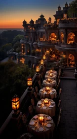 Romantic Fantasy: Dusk at a Restaurant in an Ancient Palace