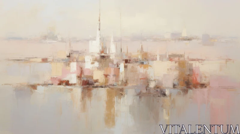 Soft Pastel Abstract Cityscape Painting AI Image