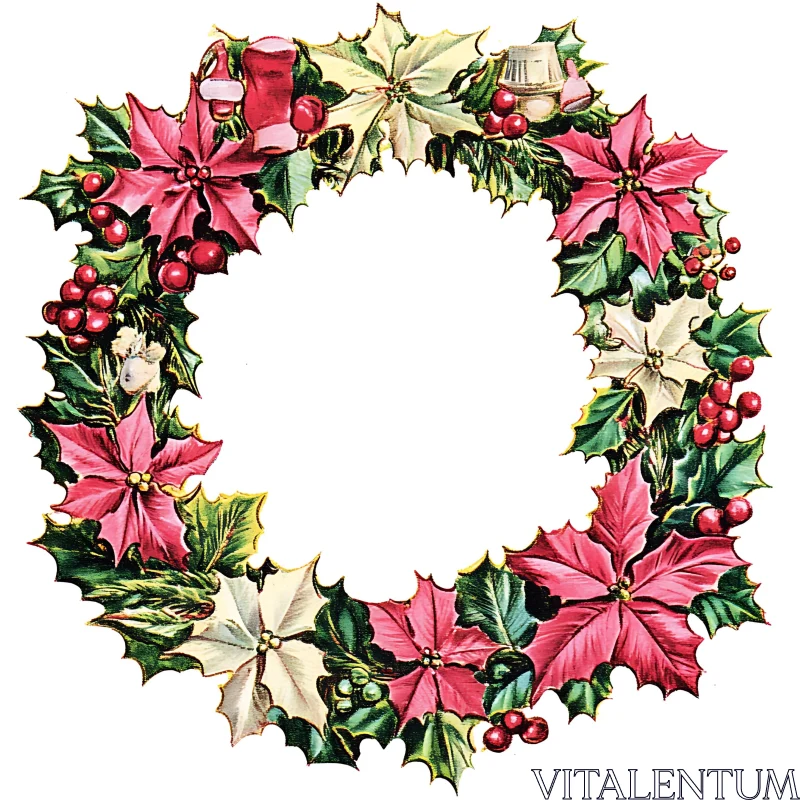 Colorful Christmas Wreath Decor AI Image