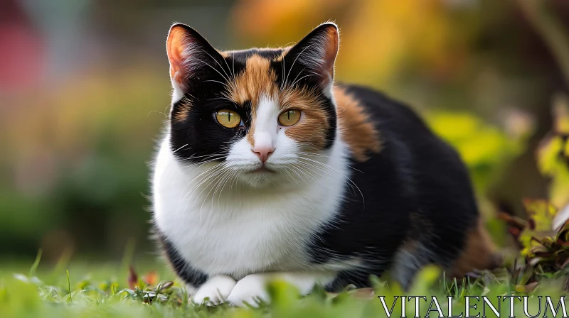 Calico Cat Amidst Nature's Colors AI Image