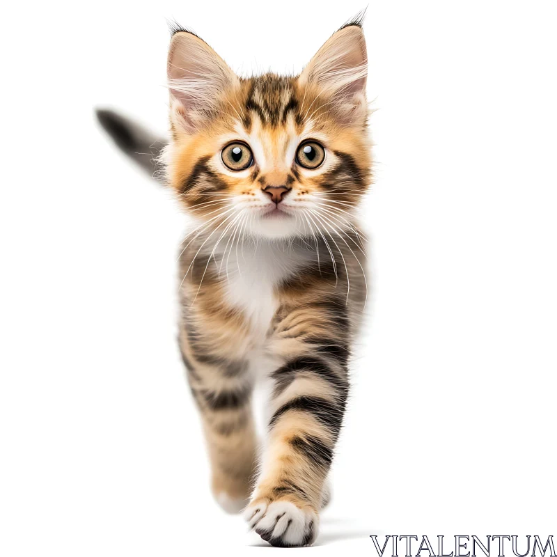 Cute Kitten with Striped Fur in Motion AI Image