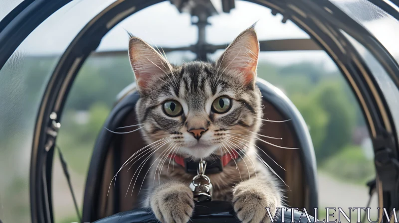 Curious Cat Navigating a Helicopter AI Image