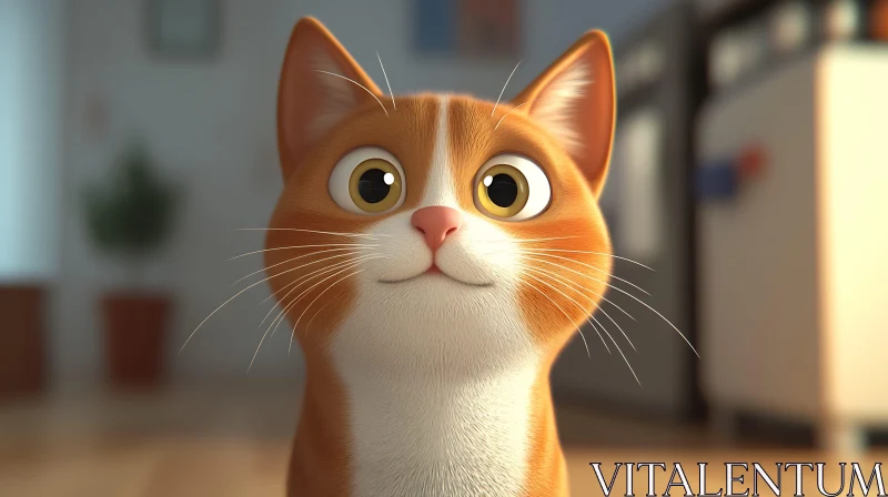 AI ART Charming Animated Feline with Big Eyes