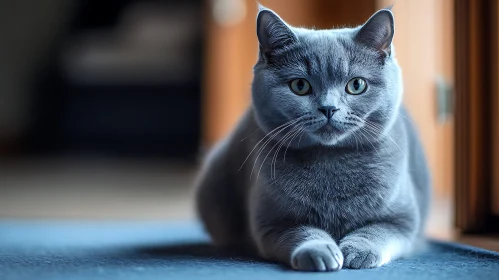 Calm Grey Cat Portrait