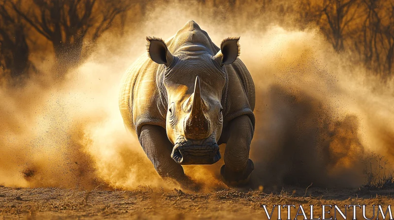 Wild Rhinoceros in Action AI Image