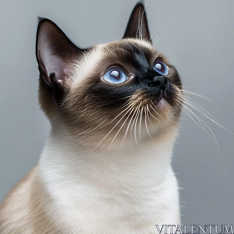 Siamese Cat Staring Upward AI Image