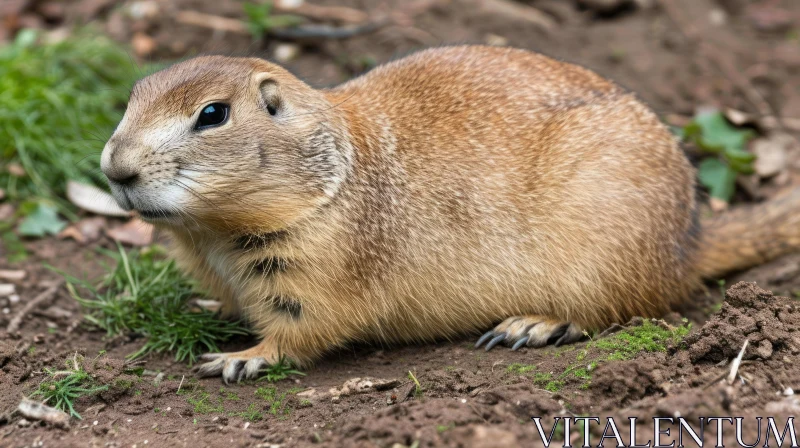 Brown Prairie Dog Sitting on Ground - Nature Photography AI Image