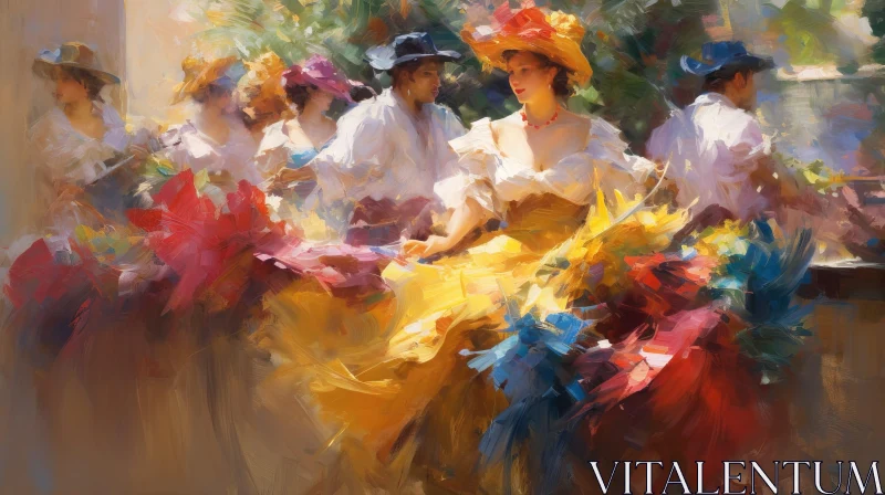Dancing Women in Colorful Dresses - Joyful Painting AI Image
