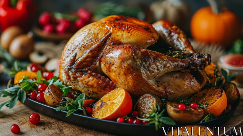 Delicious Roasted Turkey with Fall Vegetables - Perfect for Thanksgiving AI Image