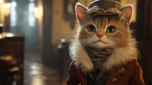 Charming Cat Dressed in Historical Fashion