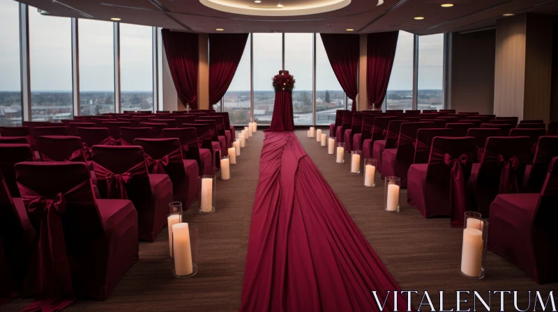 Elegant Wedding Aisle Decoration with Cityscape Inspiration AI Image