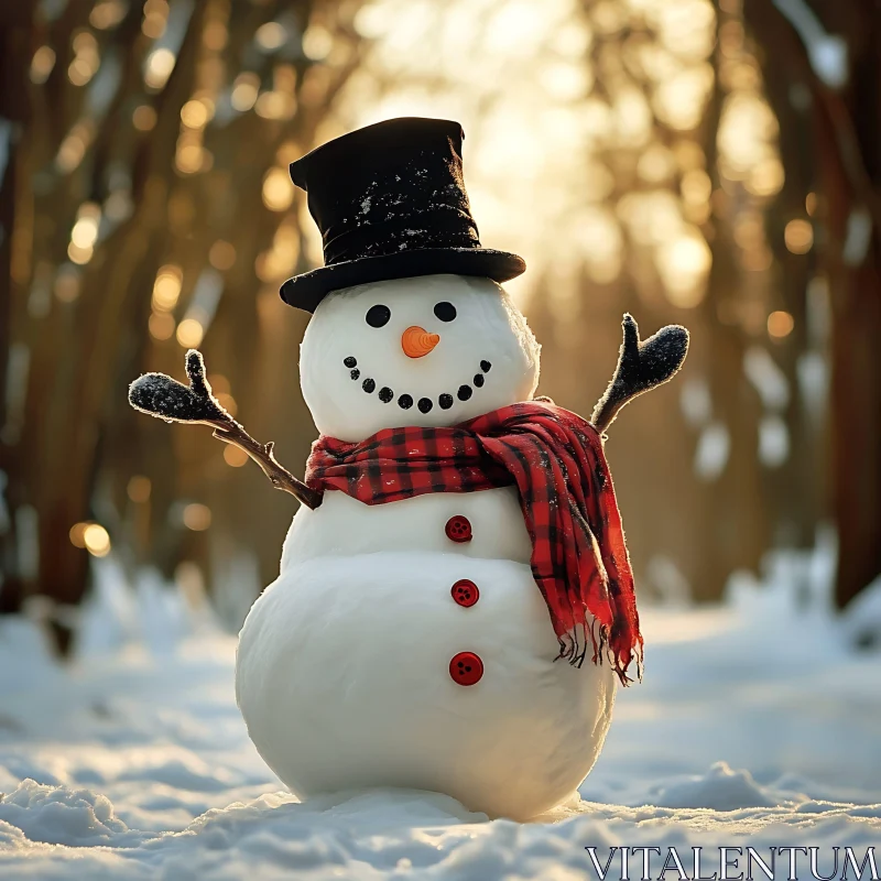 Snowman in Winter Wonderland AI Image