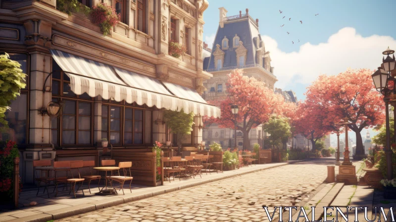 Old Town Street in Paris - Detailed and Immersive Rendering AI Image