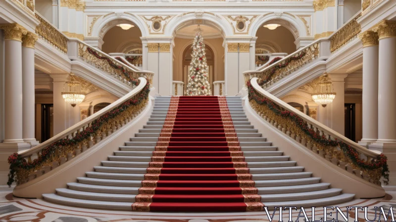 Ornate Staircase - A Grandeur of Festive Atmosphere and Classical Landscapes AI Image