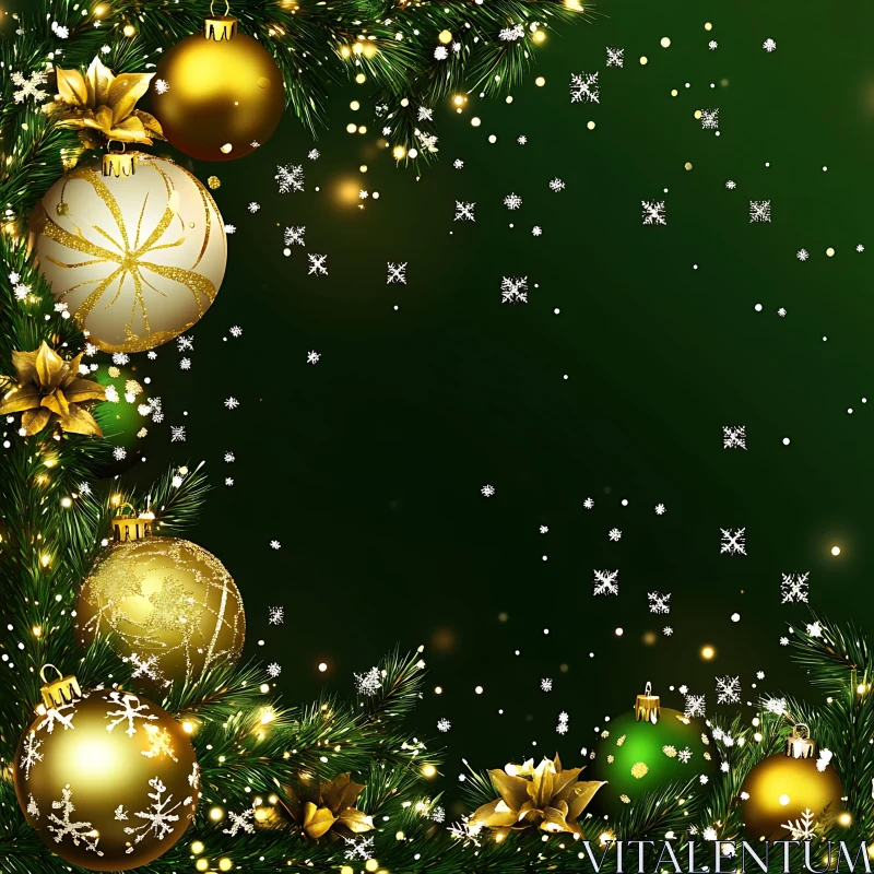 Holiday Ornaments and Snowflakes AI Image