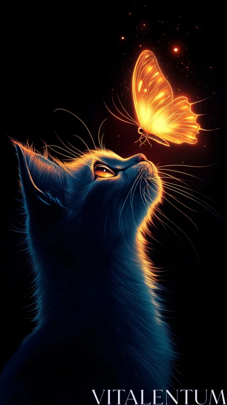 AI ART Ethereal Cat and Butterfly Light Contrast