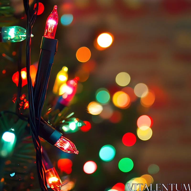 Colorful Christmas Lights Close-Up AI Image