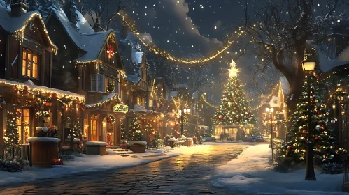 Holiday Magic in a Snow-Covered Christmas Village