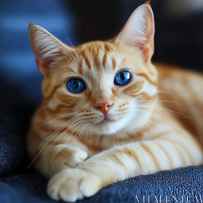 Ginger Cat with Blue Eyes Close-Up AI Image