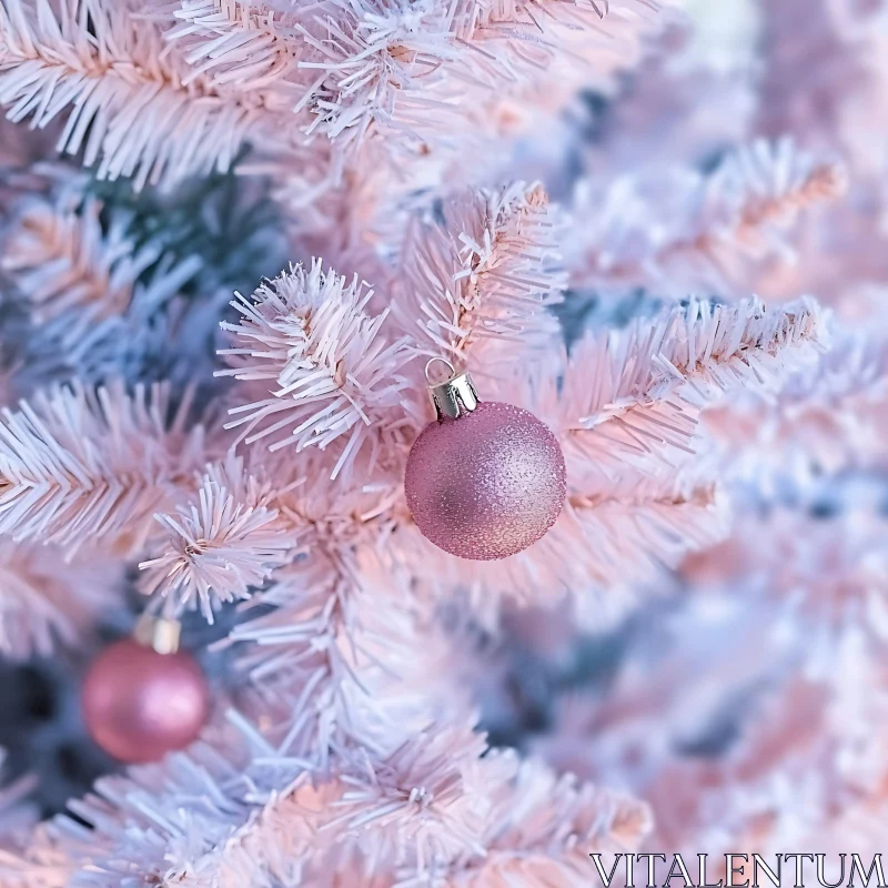 Festive Pink Christmas Tree with Glittery Ornaments AI Image