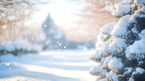 Peaceful Snowy Scenery in Winter