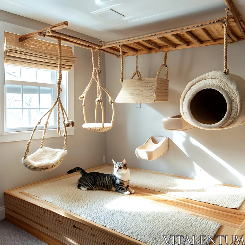 Comfortable Cat Furniture Setup AI Image